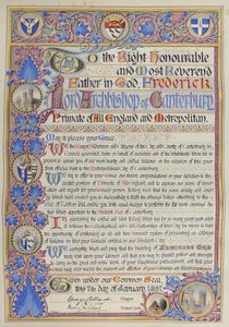 Schriftliche Begrüßungsadresse an Erzbischof Frederick Temple