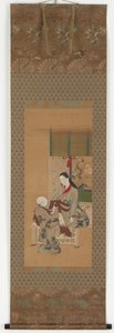 En jente som sitter på en veranda, Edo-periode, 1700-tallet. av Kawamata Tsuneyuki