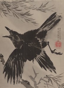 Kråke og piletre, november 1887. av Kawanabe Kyosai