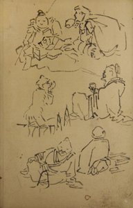 Skisser av østasiatiske legendariske figurer, sent på 1800-tallet. av Kawanabe Kyosai