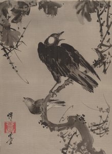 Stær på en gren, ca. 1887. av Kawanabe Kyosai