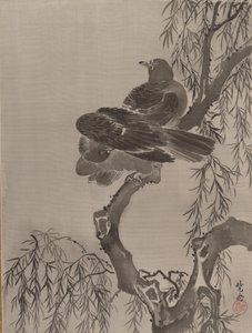 To fugler på en gren, ca. 1887. av Kawanabe Kyosai