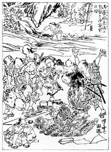 Ung Kyôsai skisserer det avkuttede hodet, 1898. av Kawanabe Kyosai