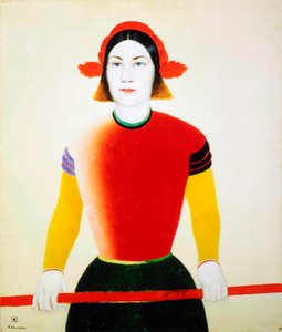 En jente med en rød stang, 1932-1933. av Kazimir Severinovich Malevich