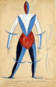 Aviator. Kostymedesign for operaen Victory over the sun av A. Kruchenykh par Malevich, Kasimir Severinovich (1878-1935) av Kazimir Severinovich Malevich
