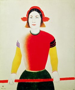Jente med en stang (olje) av Kazimir Severinovich Malevich