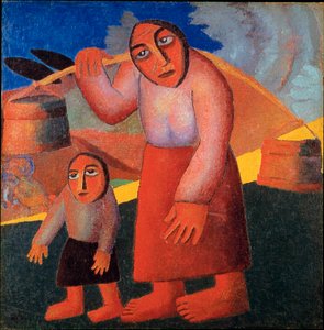 Bonde med bøtter Maleri av Kasimir Malevic (Malevich, Malevich) (1878-1935) 1911 Søn. 173x73 cm Amsterdam, Stedelijk Museum av Kazimir Severinovich Malevich