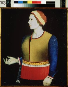 Portrett av kunstnerens kone. Maleri av Kasimir Severinovich Malevich (Malevich, Malevic) (1878-1935), olje på lerret av Kazimir Severinovich Malevich