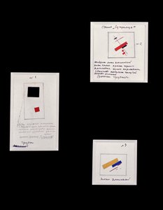 Prosjekt for Suprematist-brosje nr. 1, 2 og 3, ca. 1916-20 av Kazimir Severinovich Malevich