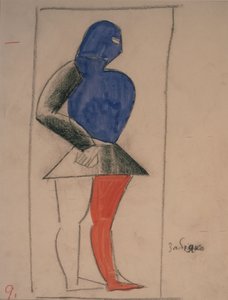 Ruffian. Kostymedesign for operaen Victory over the sun av A. Kruchenykh av Kazimir Severinovich Malevich