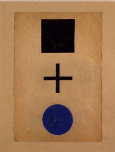 Suprematisme: firkant, kors, sirkel Gouache-maleri av Kazimir Malevich (Malevich, Malevich) (1878-1935) 1919-1920 Privat samling av Kazimir Severinovich Malevich