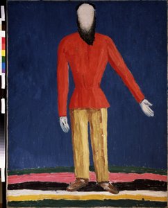 A Peasant (A Peasant). Representasjon av en skjeggete mann med en rød skjorte). Maleri av Kasimir Severinovich Malevich (Malevich, Malevic) (1878-1935), olje på lerret av Kazimir Severinovich Malevich