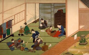 Gruppe av geishaer, av Kawahara Keiga (1786-cirka 1860), akvarell, Japan, japansk sivilisasjon, begynnelsen av 1800-tallet