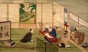 Studie av kalligraf, av Kawahara Keiga (1786-cirka 1860), akvarell, Japan, japansk sivilisasjon, begynnelsen av 1800-tallet