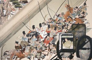 Bortføringen av den klostrede keiseren Go Shirakawa av Fujiwara Nobuyori i 1159, ca. 1200 av Keion Keion