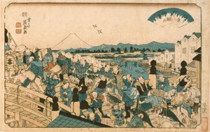 Oppklarning ved Nihonbashi-broen av Keisai Eisen