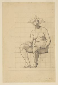 Nakenstudie for "The Active Life," Lunette i administrasjonsbygningen, Oberlin College, Oberlin, OH av Kenyon Cox