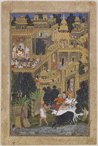 Lord Krishna i Golden City, ca 1586 av Kesav Kalan