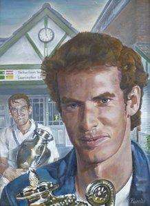 Wimbledon herremestere besøker Leamington Lawn Tennis and Squash Club (maleri)