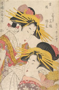 En del m f Hayashi ts av Eizan Kikugawa, Kunisada Utagawa, Draft d Kunimaru Utagawa, 19. linje Tsuryo. av Kikugawa Eizan