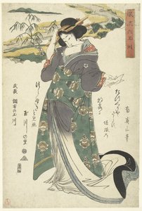 De Chofu Tama-rivieren i Musashi-provinsen Musashi Chofu no Tamagawa (tittel på objekt) De elegante zes Tama rivieren (serietittel) Furyu Mu Tamagawa (serietittel på objekt) av Kikugawa Eizan