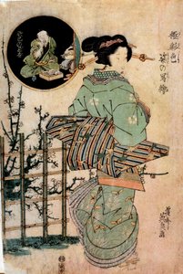 Courtesan Turning Head Japansk trykk av Kitugawa Eizan (1787-1867) Rennes fra 1800-tallet, Museum of Fine Arts