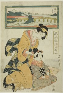 Evening Glow at Seta (Seta sekisho), fra serien "Fashionable Eight Views of Omi (Furyu Omi hakkei)"