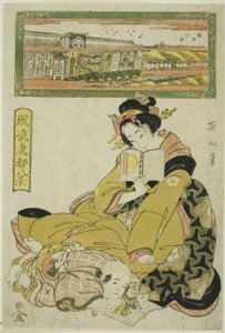 Teaterdistriktet i Sakai-cho (Sakai cho shibai), fra "Fashionable Eight Views of the Eastern Capital (Furyu Toto hakkei)"