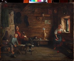 Family Idyll av Kirill Vikentievich Lemoch (Lemokh) (1841-1910), - Olje på lerret - Privat samling av Kirill Vikentievich Lemoch