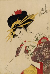 Bysteportrett av kurtisanen, Fijie fra Manjiya av Kitagawa Utamaro