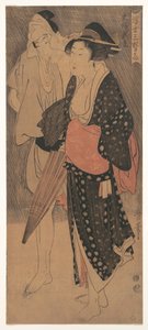 Par i en kveldsdusj, ca. 1800 av Kitagawa Utamaro