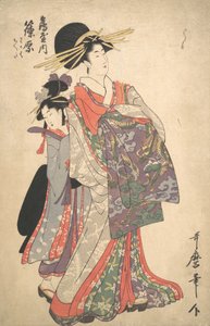 Mr. Takarute, Mr. Shinohara og Mr. Tsuruya, 18. linje. av Kitagawa Utamaro