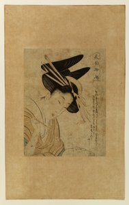 Kurtisane med papir og pensel av Kitagawa Utamaro