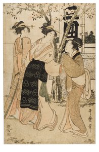 Visning av skatter ved Mimeguri-helligdommen av Kitagawa Utamaro