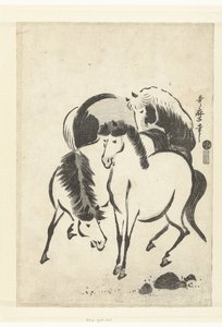 Tre hester av Kitagawa Utamaro