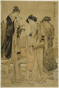 Elegant Pleasures: The Scent of Flowers, til høyre (Furyu hana no ka asobi, jo) av Kitagawa Utamaro