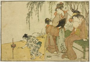 Enjoying Fireworks, fra den illustrerte boken "Picture Book: Flowers of the Four Seasons (Ehon shiki no hana)," vol. 1 av Kitagawa Utamaro