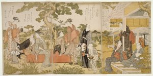 Nyter det kjølige i en hage av Kitagawa Utamaro