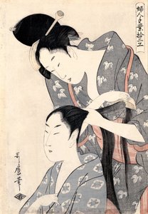Høy rd mindre r hårslips, ca. 1798 av Kitagawa Utamaro