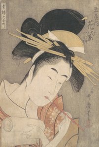 "Hanamurasaki of the Tamaya," fra serien Seven Komachi of the Pleasure Quarters ..., ca. 1790. av Kitagawa Utamaro