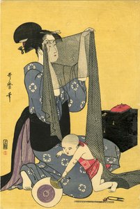 Hari-shigoto håndarbeid. Triptych, venstre del, 1795. av Kitagawa Utamaro