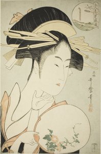 Kisegawa of the Matsubaya, ca. 1795-96 (farget treblokktrykk; oban) av Kitagawa Utamaro