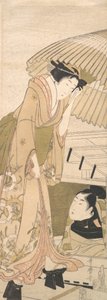 wangjin g-s tag member tee med snøbrygge, 1800. av Kitagawa Utamaro