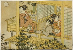 Moon-Viewing Party, fra den illustrerte boken "Picture Book: Flowers of the Four Seasons (Ehon shiki no hana)," vol. 2 av Kitagawa Utamaro