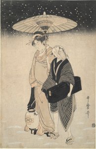 Nattpass i snøen av Kitagawa Utamaro