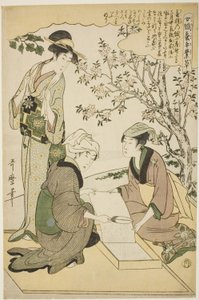 nr. 1 (ichi), fra serien "Women Engaged in the Sericulture Industry (Joshoku kaiko tewaza-gusa)" av Kitagawa Utamaro