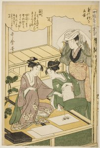 nr. 7 (nana), fra serien "Women Engaged in the Sericulture Industry (Joshoku kaiko tewaza-gusa)" av Kitagawa Utamaro