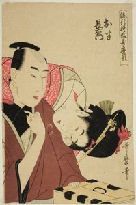 Ohan og Choemon, fra serien "Fashonable Patterns in Utamaro Style (Ryuko moyo Utamaro-gata)" av Kitagawa Utamaro