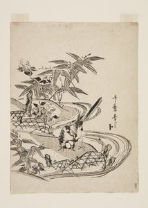 Sparrow (farget treblokktrykk) av Kitagawa Utamaro