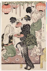 Teahouse girls under a wistaria espalier, 1795 av Kitagawa Utamaro